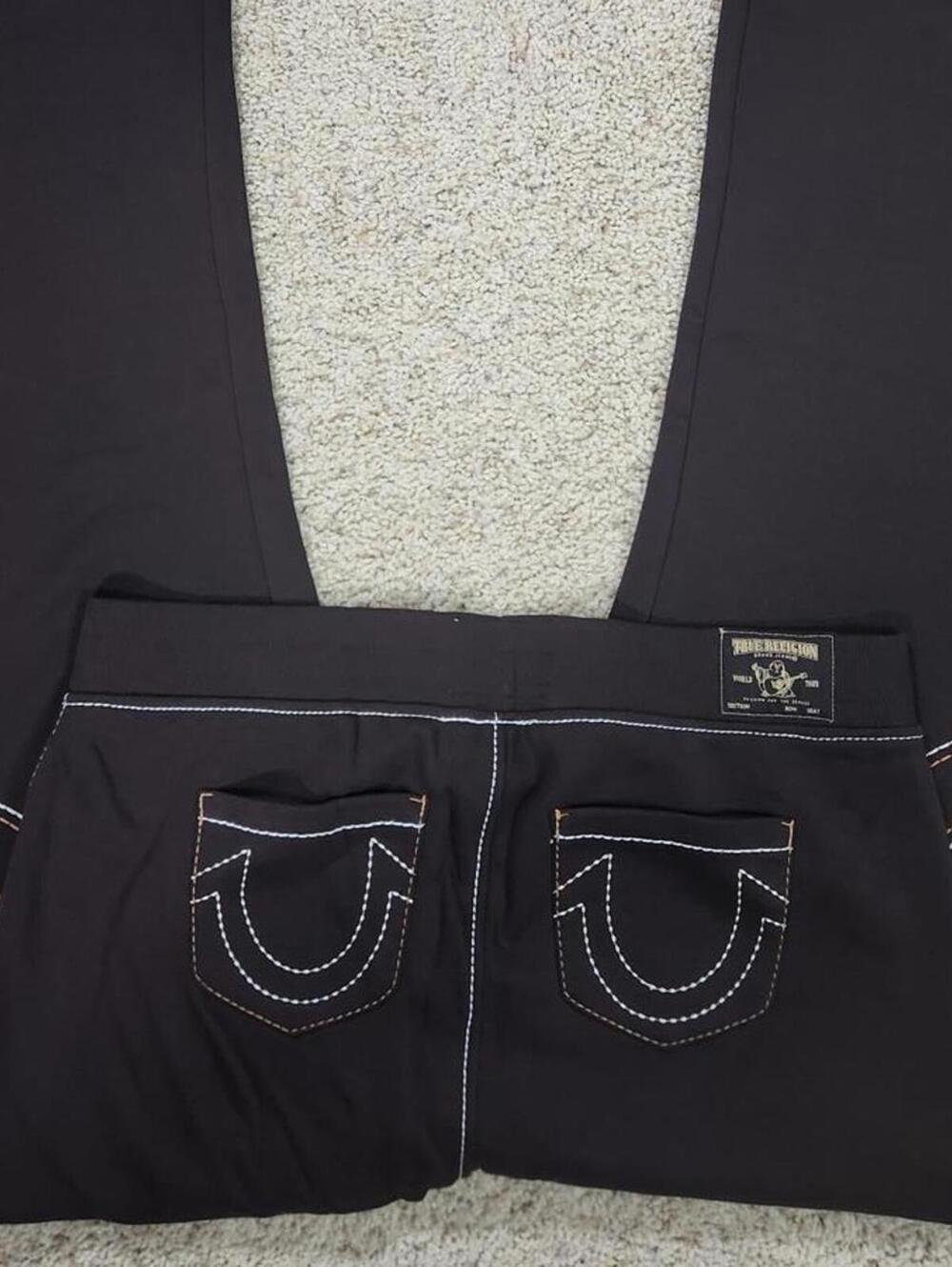 NEW True Religion Pull-On Flare Jeans Black Anniversary 2XL